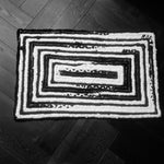 Black and White Rectangular Hand Made Cotton Rug