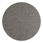 Black and White Stripe Bone Inlay Round Coffee Table