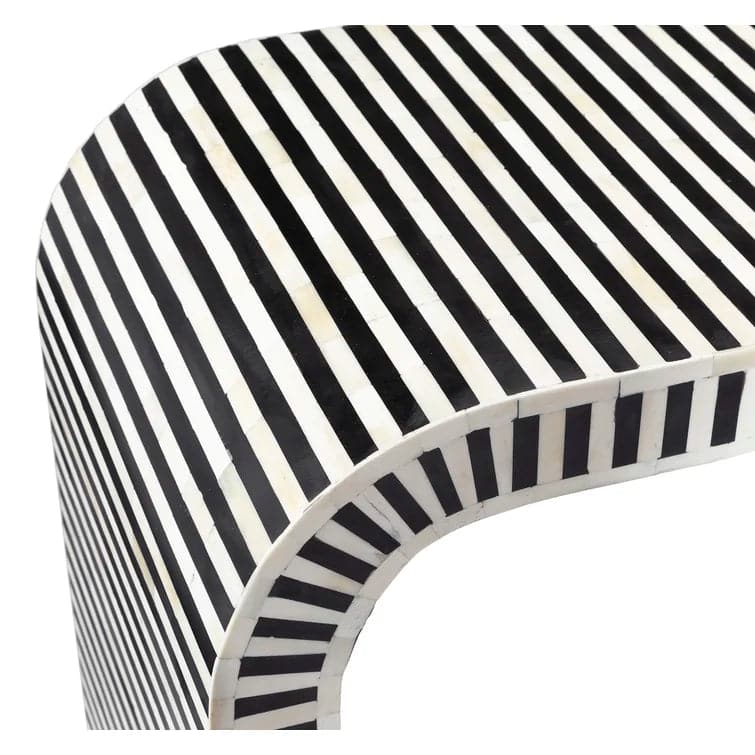 Black and White Stripe Waterfall Bone Inlay Coffee Table with Brass Leg - MAIA HOMES