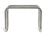 Black and White Stripe Waterfall Bone Inlay Console Table with Brass Leg