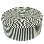 Black and White Striped Mother of Pearl Inlay Round Coffee Table