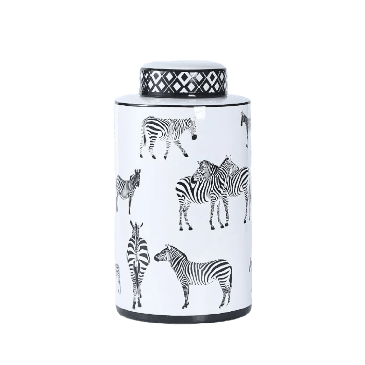 Black and White Zebra Ceramic Jar