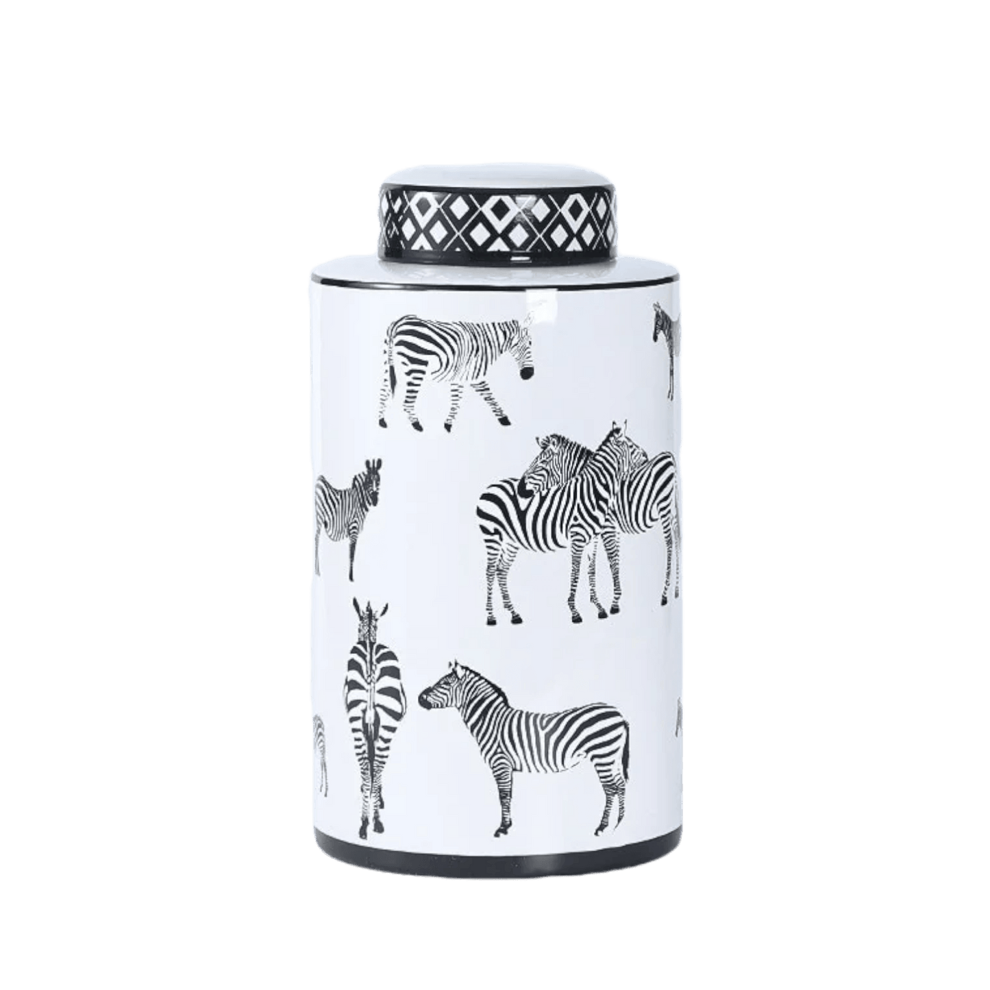 Black and White Zebra Ceramic Jar - MAIA HOMES