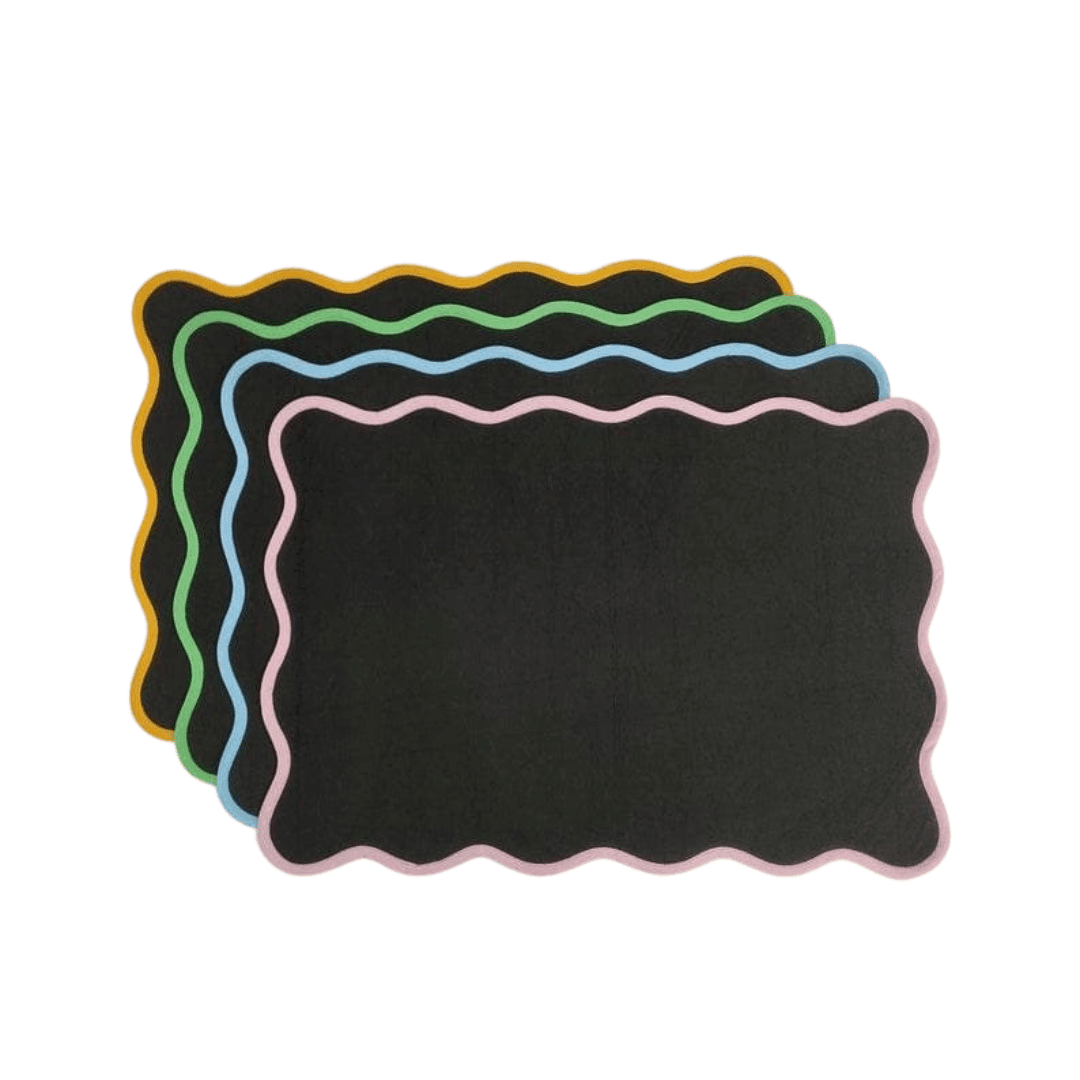 Black Classic Scallop Cotton Placemat Set of 4 - MAIA HOMES