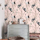 Black Cranes and Pink Chinoiserie Wall Mural - MAIA HOMES