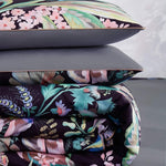 Black Floral Leaves Duvet Cover Set