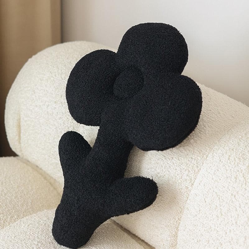 Black Floral Shaped Accent Cushion Pillow