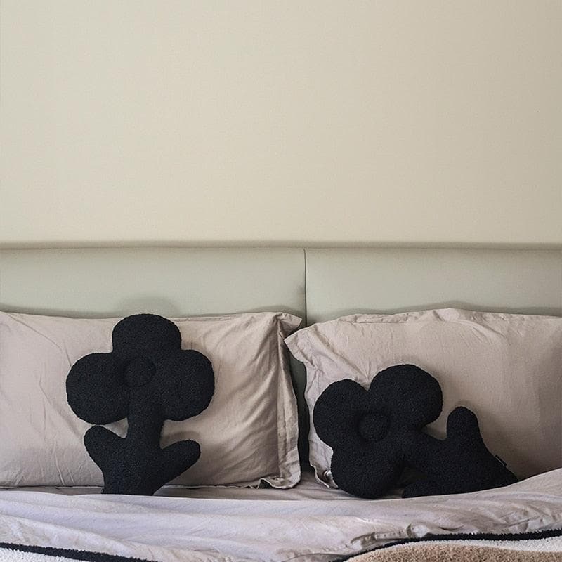 Black Floral Shaped Accent Cushion Pillow