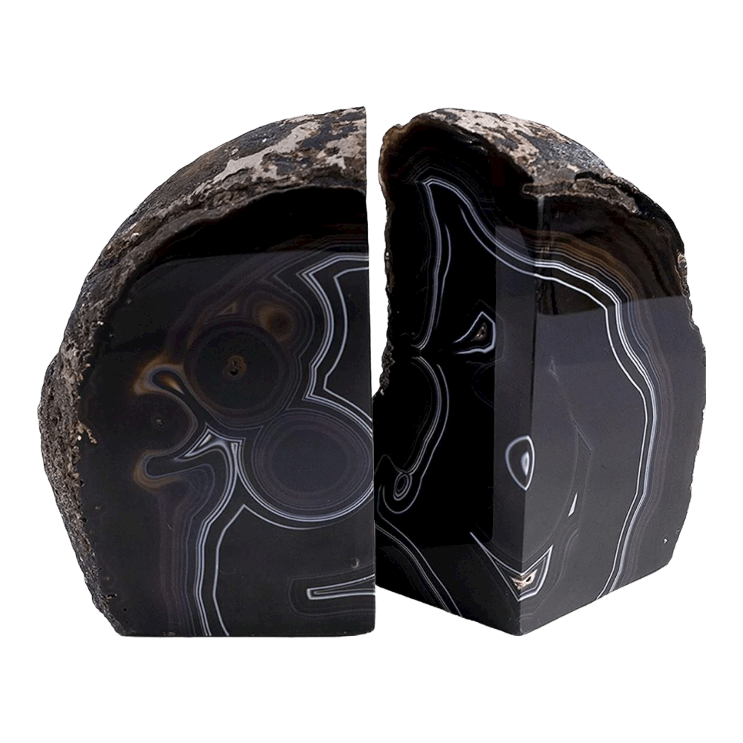 Black Geode Crystal Bookends - Set of 2 - MAIA HOMES