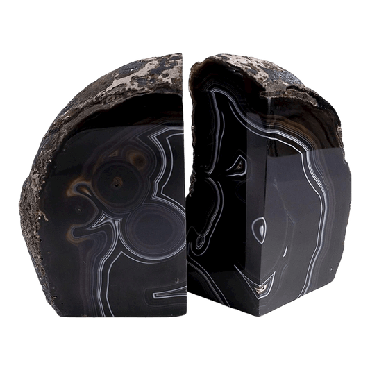 Black Geode Crystal Bookends - Set of 2 - MAIA HOMES