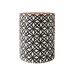 Black Geometric Bone Inlay Drum Side Table