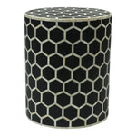 Black Honeycomb Bone Inlay Round Side Table