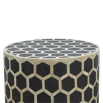 Black Honeycomb Bone Inlay Round Side Table