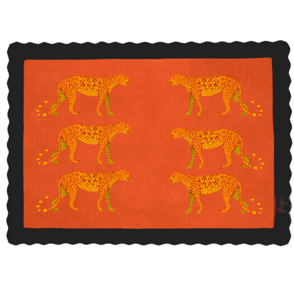 Black Leopards in the Desert Scalloped Hand-Tufted Wool Rug - MAIA HOMES