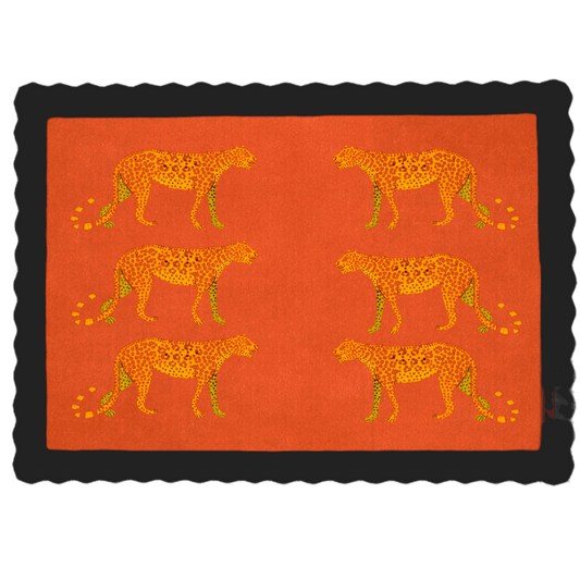 Black Leopards in the Desert Scalloped Hand-Tufted Wool Rug - MAIA HOMES