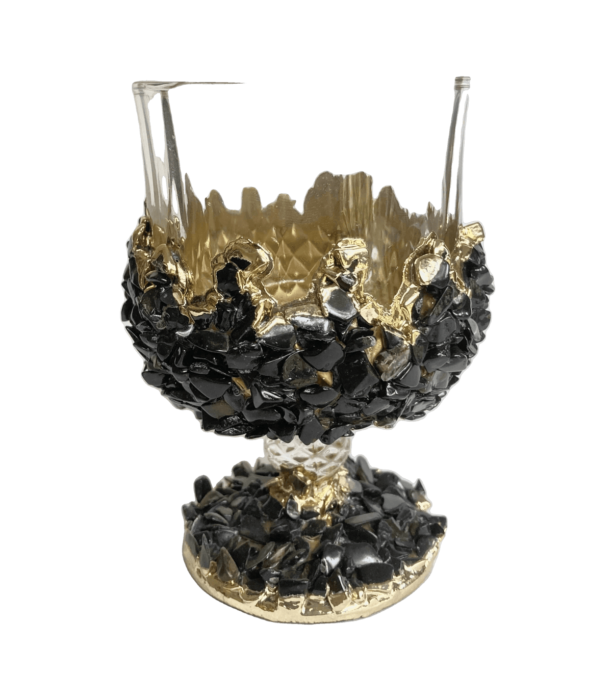 Black Quartz Wine Glass - Set of 2 Rose Gold Finish