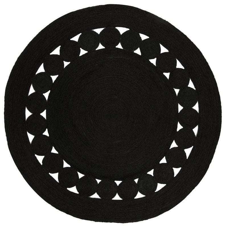 Black Round Jute Rug