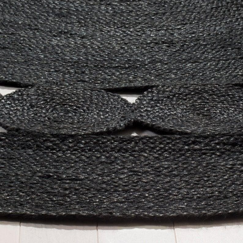 Black Round Jute Rug