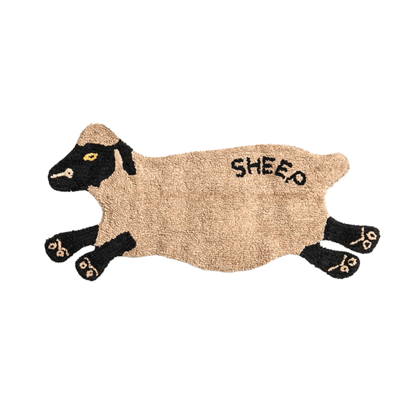 Black Sheep Shaped Cotton Rug