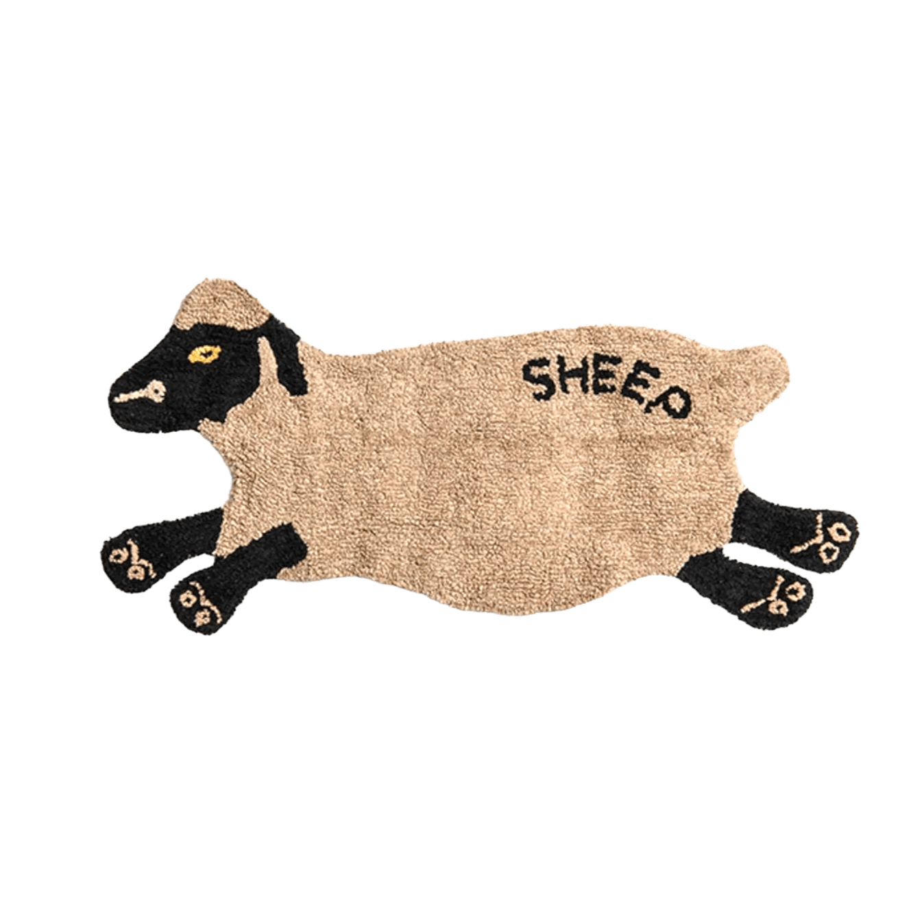 Black Sheep Shaped Cotton Rug - MAIA HOMES
