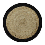 Black Trim Braided Jute Placemats - Set of 10 Multi