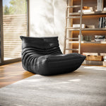 Black Vegan Leather Classic Lazy Armless Lounge Chair