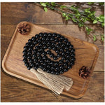 Black Wooden Beads Garland with Tassels - 68in