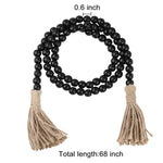 Black Wooden Beads Garland with Tassels - 68in