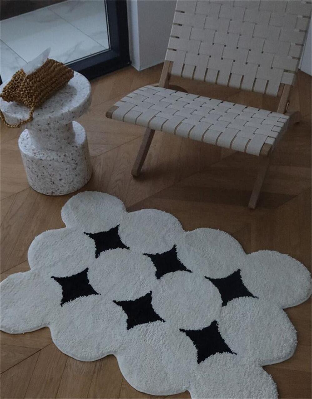 Blinking White and Black Scallop Rug Default Title