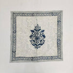 Block Printed Floral White and Blue Cotton Placemats