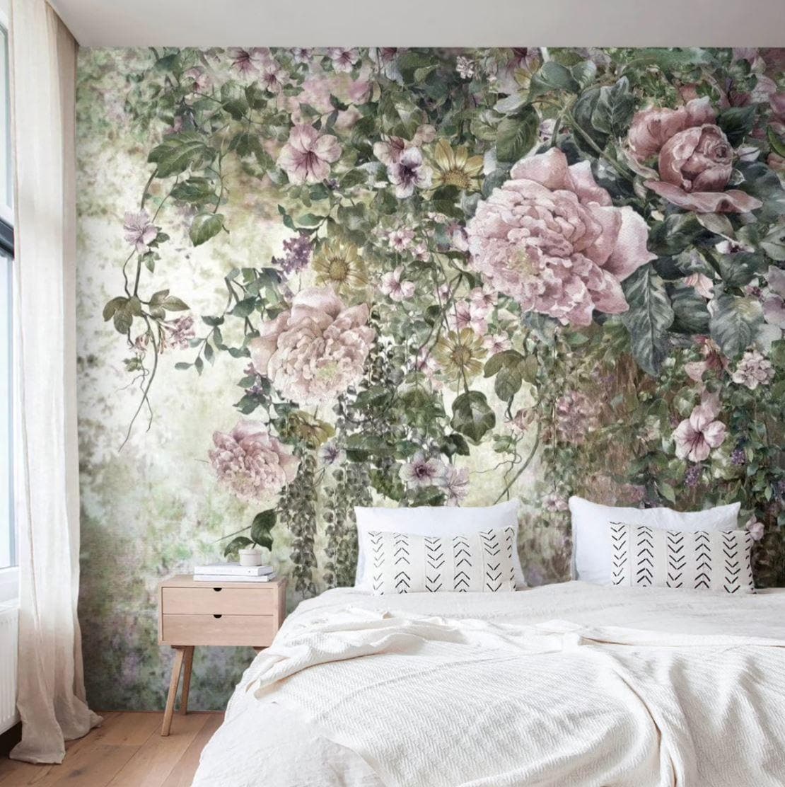 Blooming Floral Garden Vintage Wall Mural - MAIA HOMES