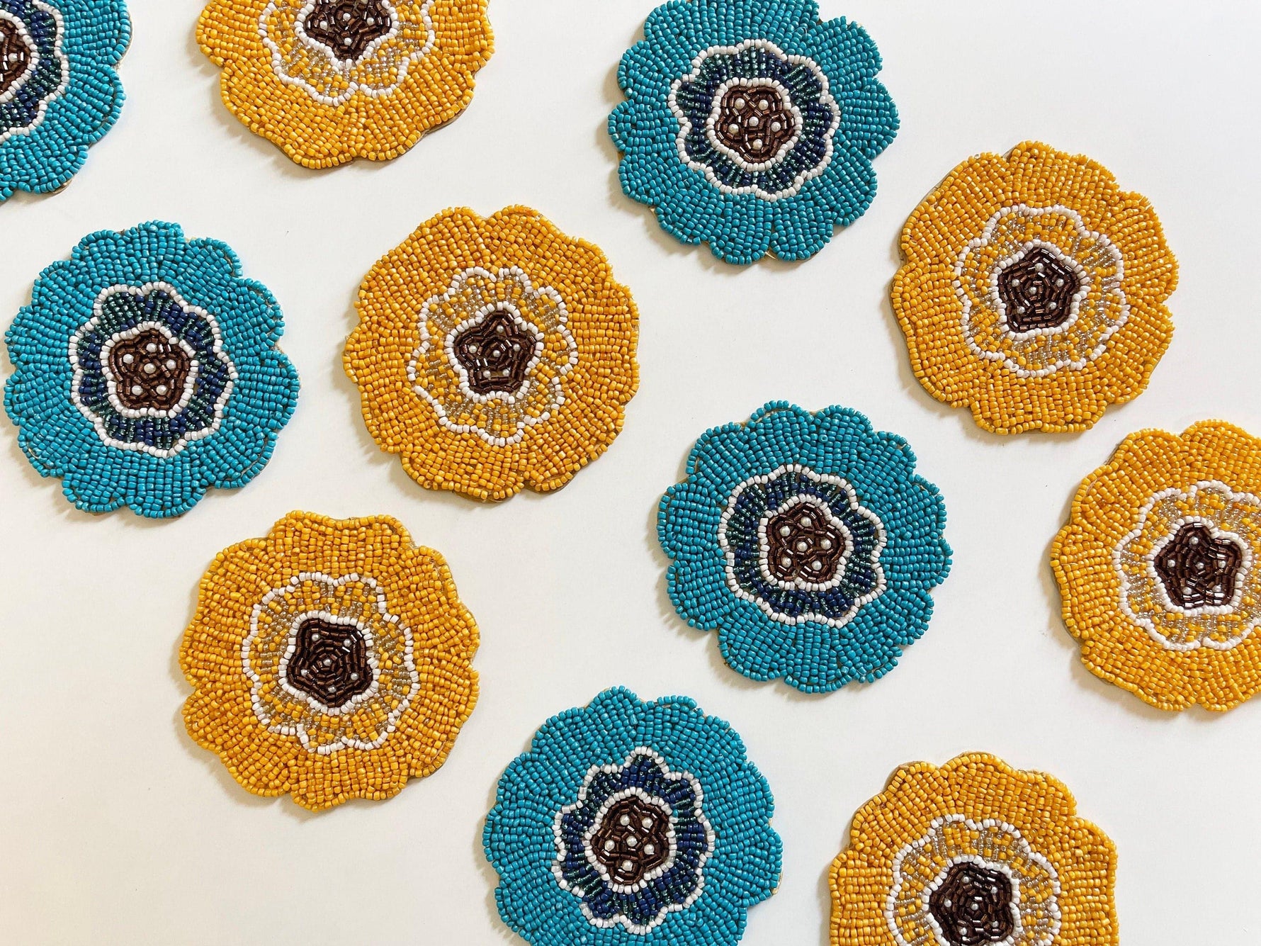 Blossoming Flowers Beaded Coasters