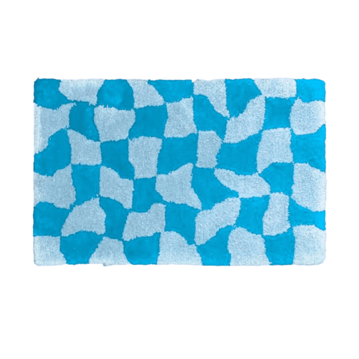 Blue Abstract Checker Hand Tufted Wool Rug