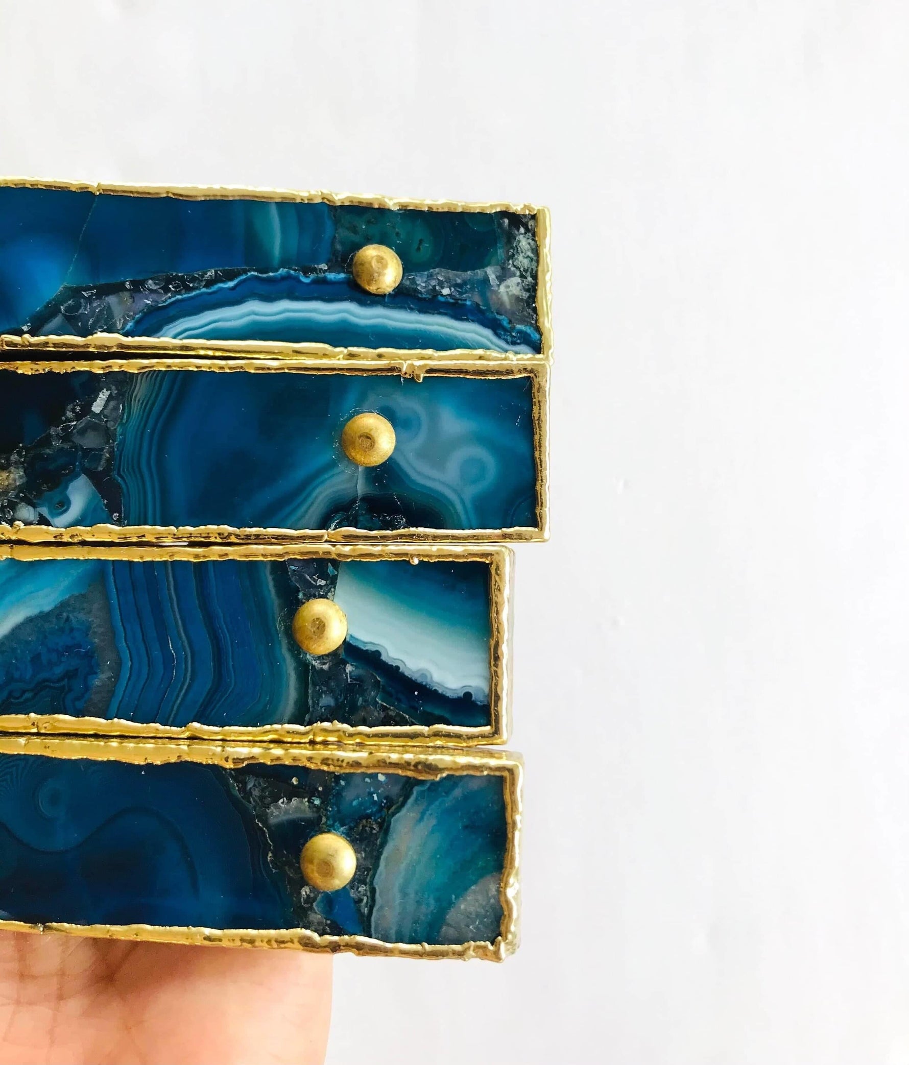 Blue Agate Cabinet Door Pull Handle - Set of 4