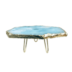 Blue Agate Cake Stand with Brass Legs Gold