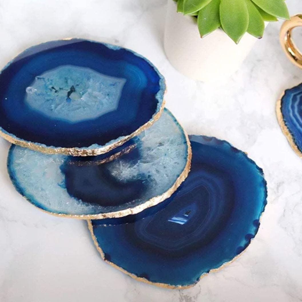 Blue Agate Coasters Set