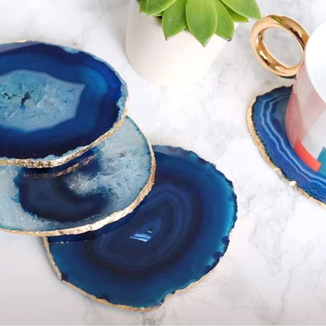 Blue Agate Coasters Set