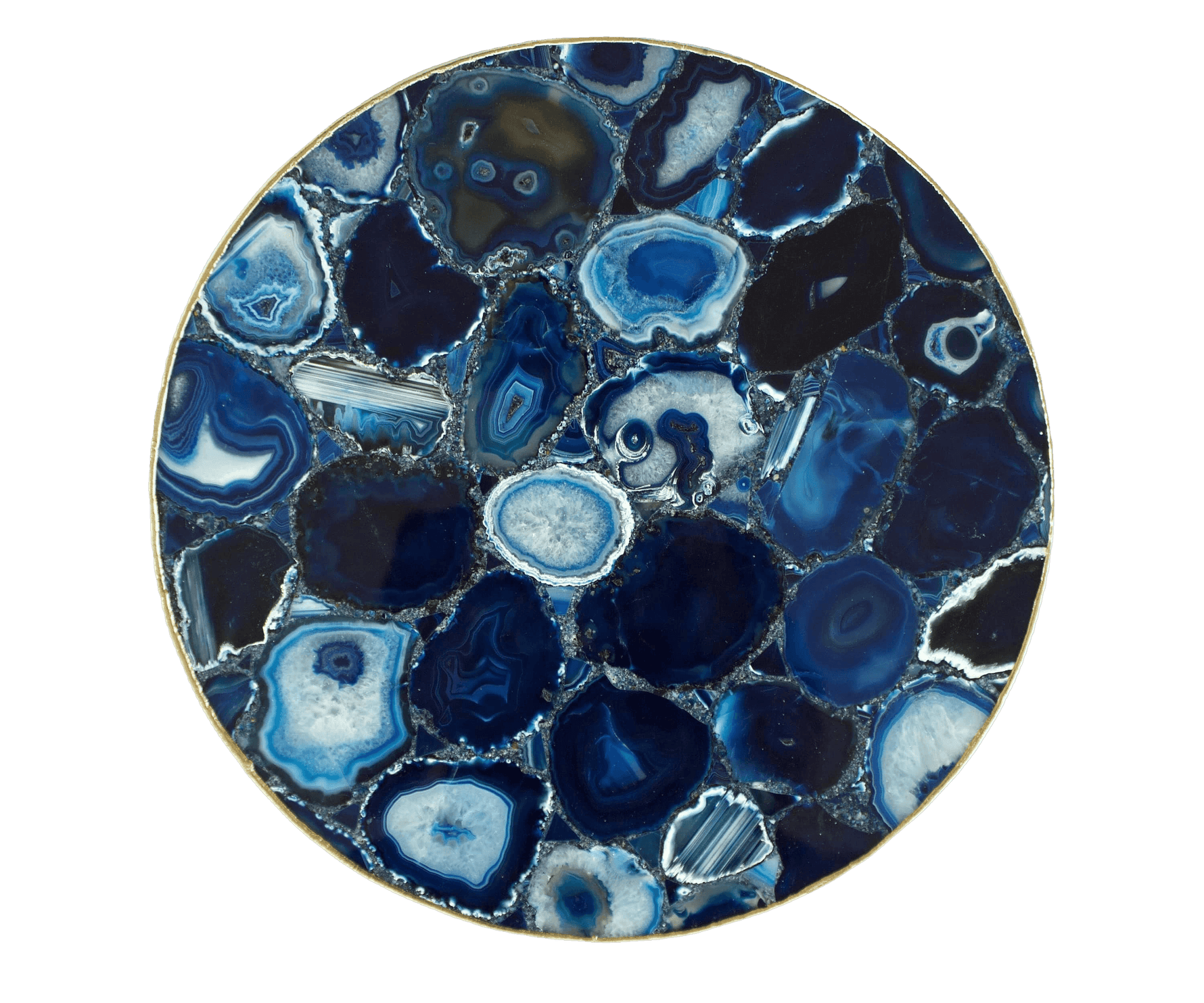 Blue Agate Countertop Lazy Susan Centerpiece 14 inches Rose Gold