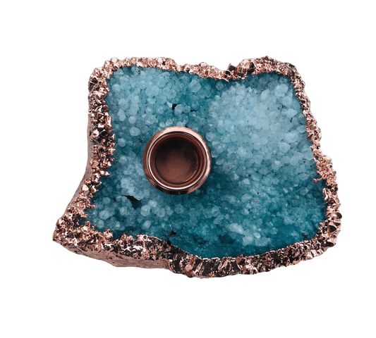 Blue Agate Gemstone Taper Candle Holder - MAIA HOMES