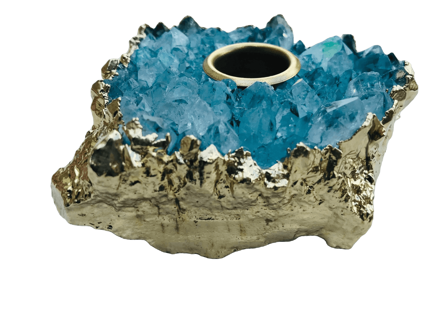 Blue Agate Gemstone Taper Candle Holder