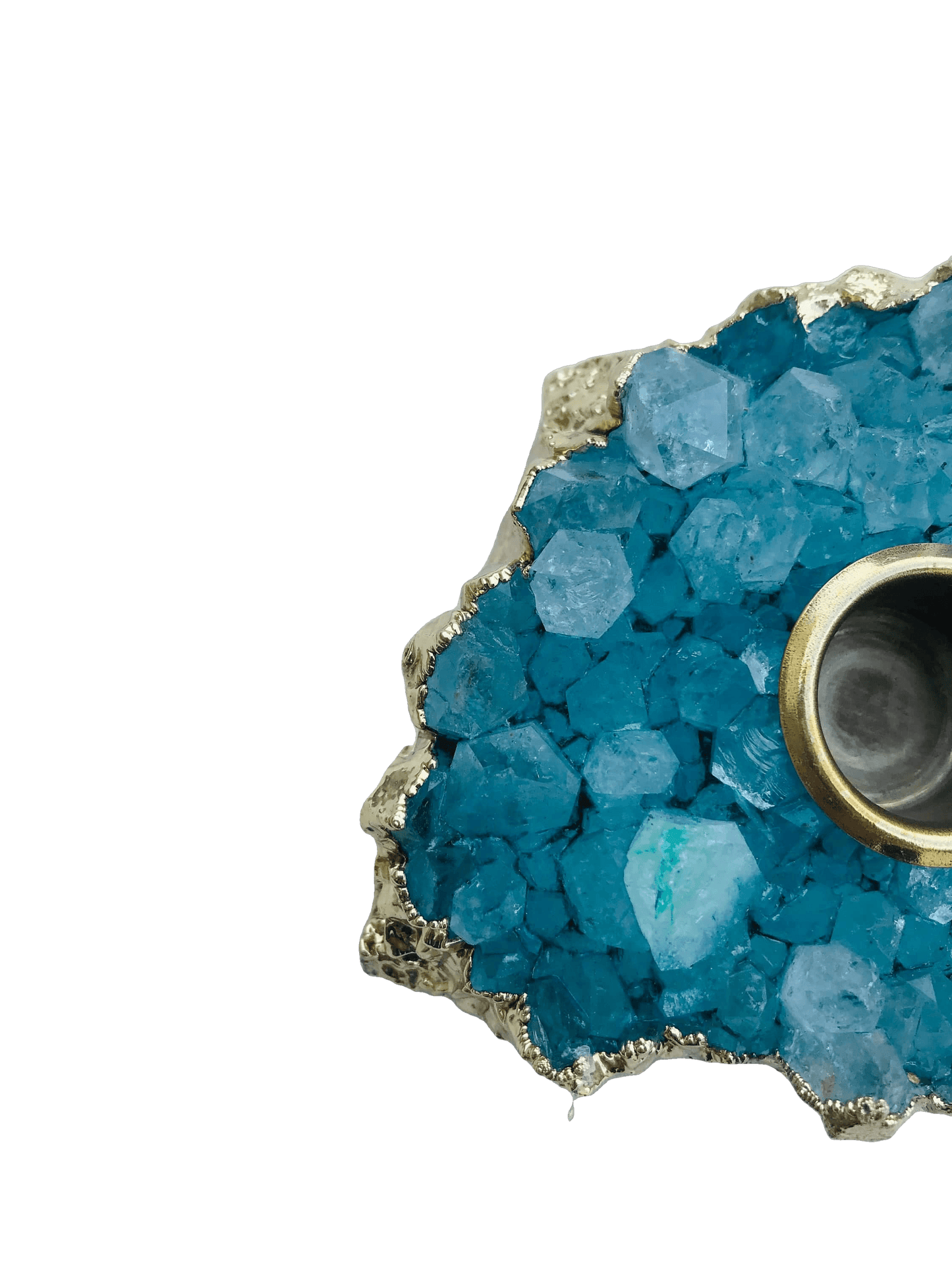 Blue Agate Gemstone Taper Candle Holder - MAIA HOMES