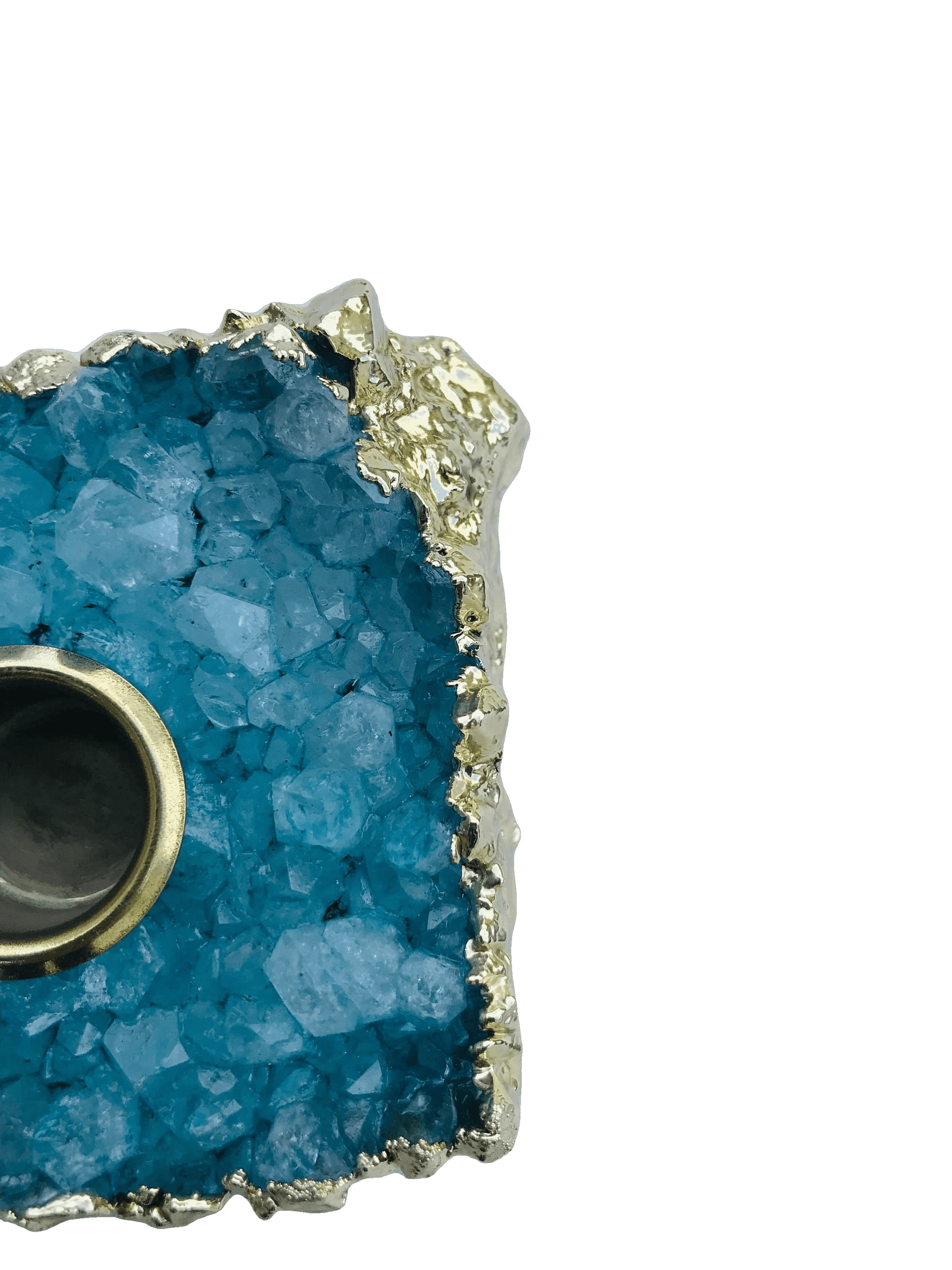 Blue Agate Gemstone Taper Candle Holder - MAIA HOMES