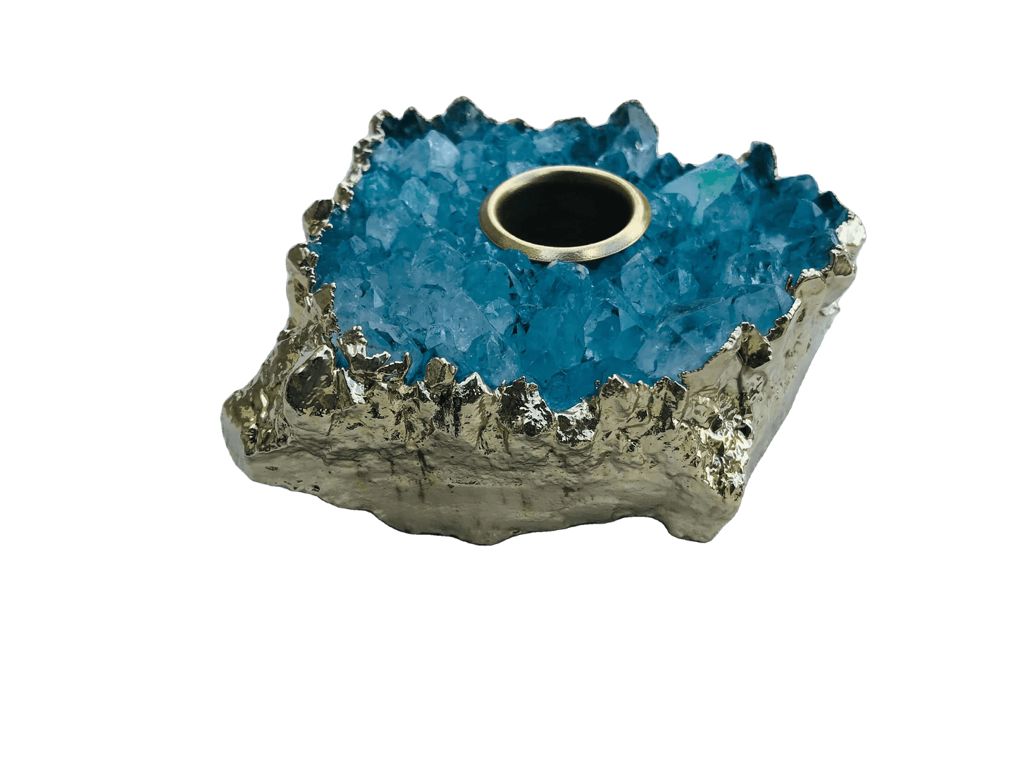 Blue Agate Gemstone Taper Candle Holder - MAIA HOMES