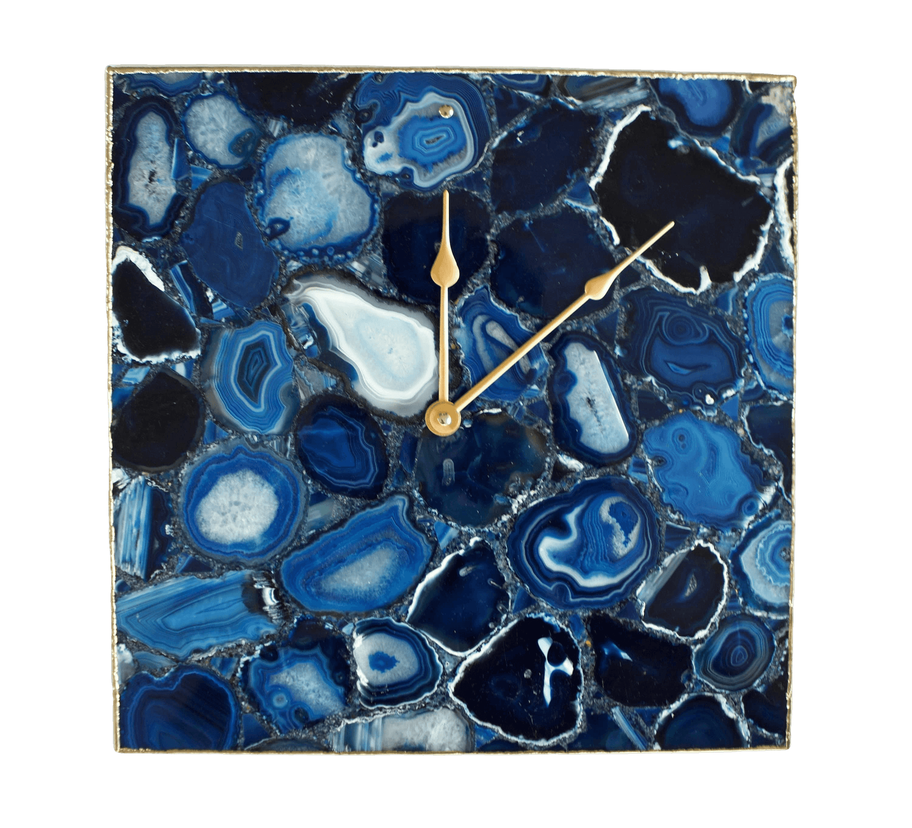 Blue Agate Square Wall Clock Rose Gold 16X16 Inches inches