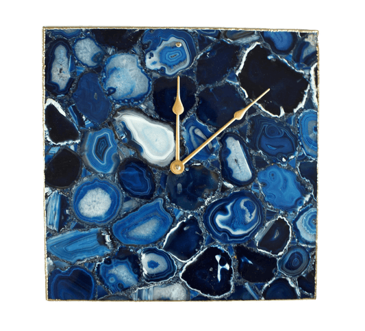Blue Agate Square Wall Clock - MAIA HOMES