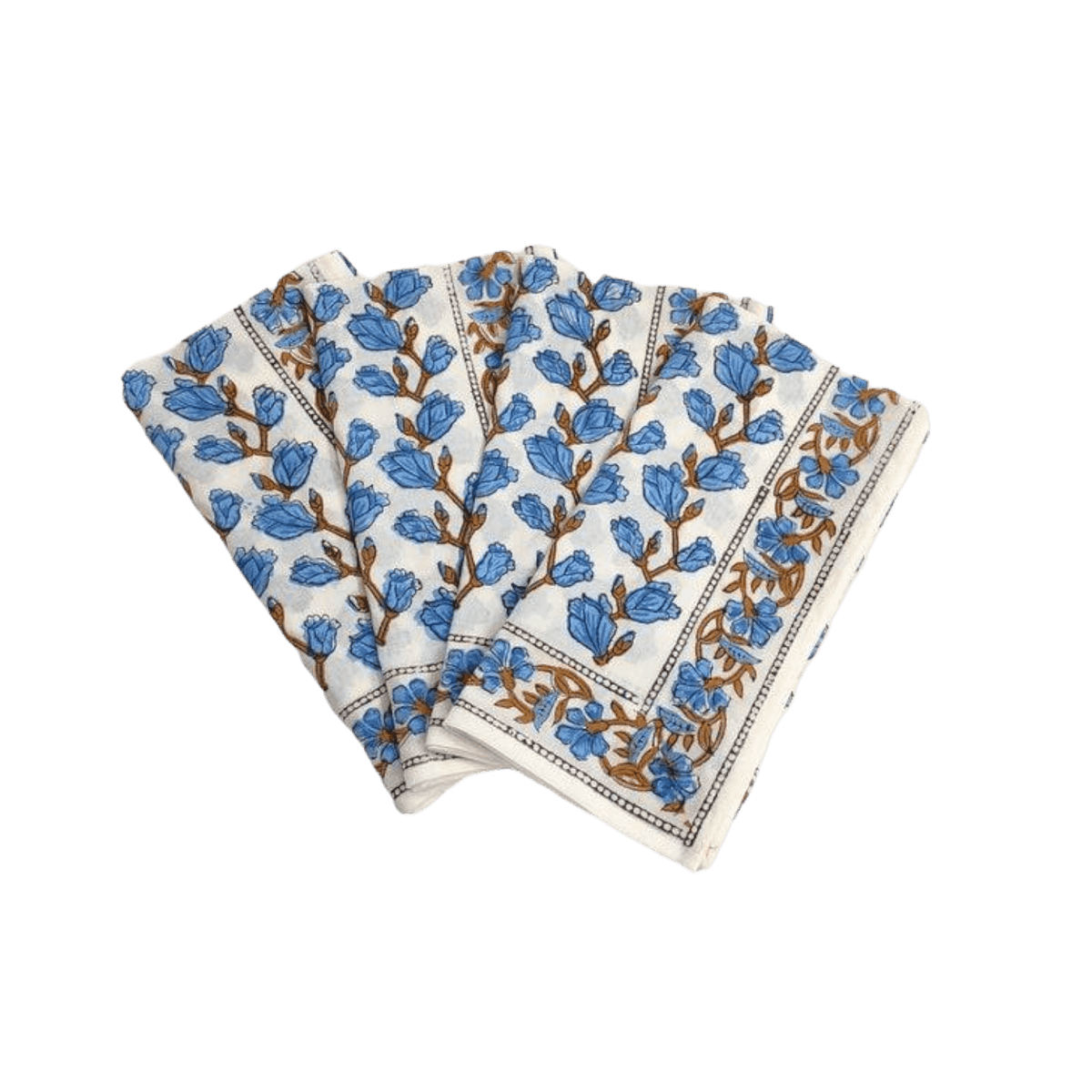 Blue Aiya Hand Block Printed Cotton Napkins