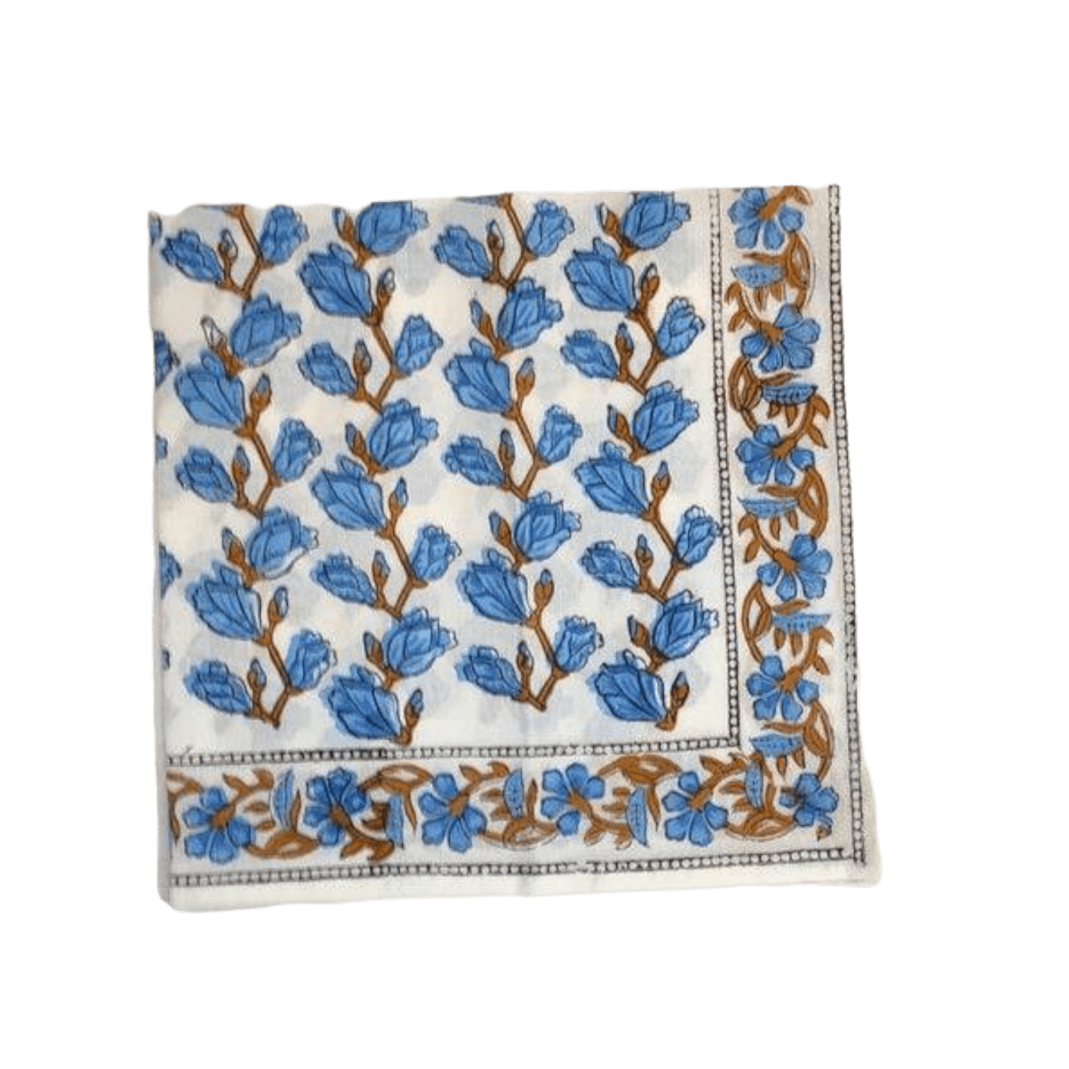 Blue Aiya Hand Block Printed Cotton Napkins - MAIA HOMES