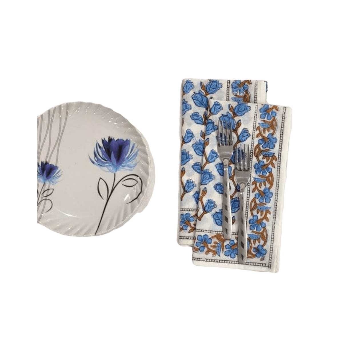 Blue Aiya Hand Block Printed Cotton Napkins