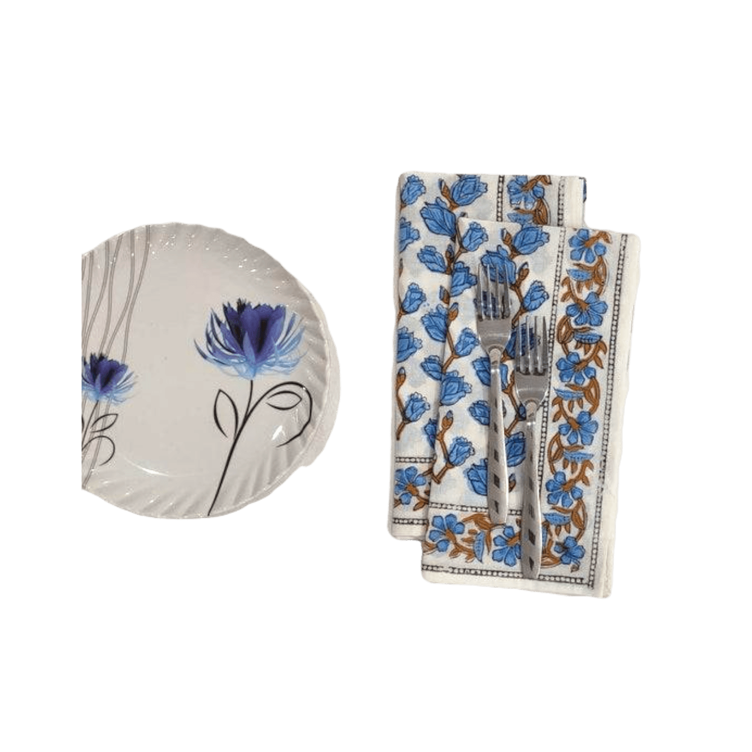 Blue Aiya Hand Block Printed Cotton Napkins