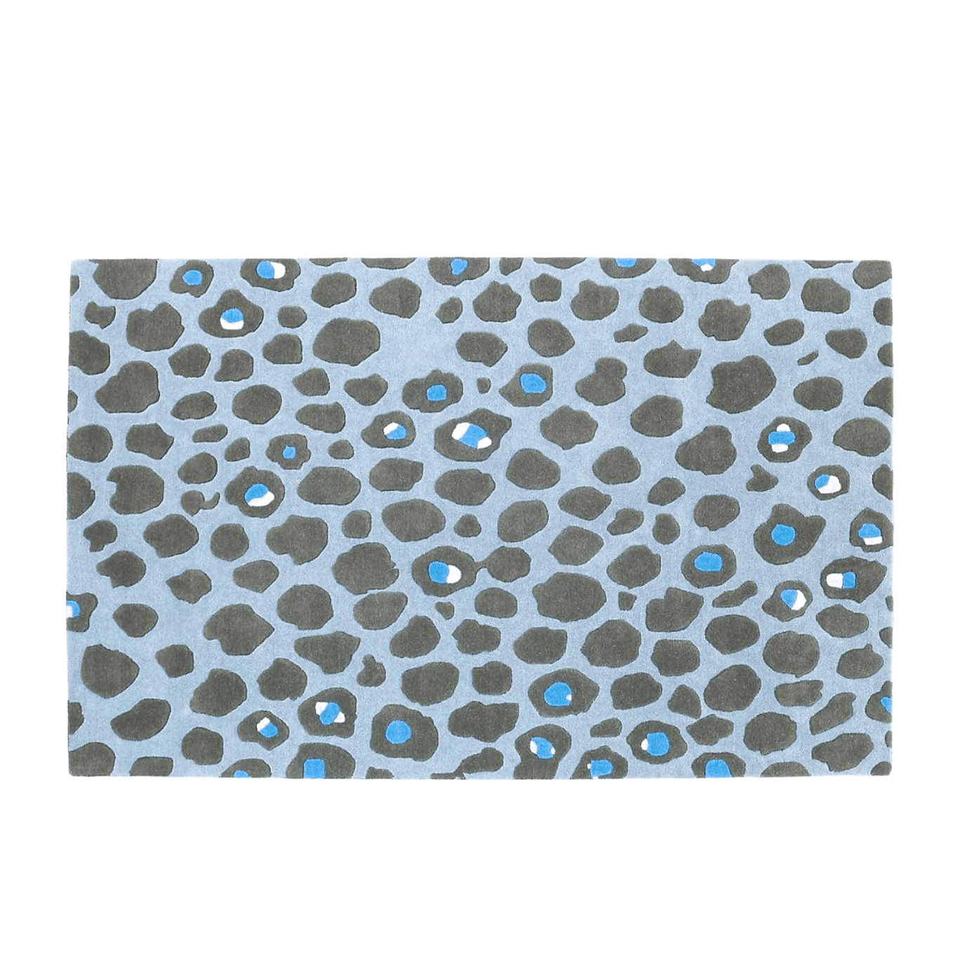 Blue and Black Leopard Print Hand Tufted Wool Rug. - MAIA HOMES